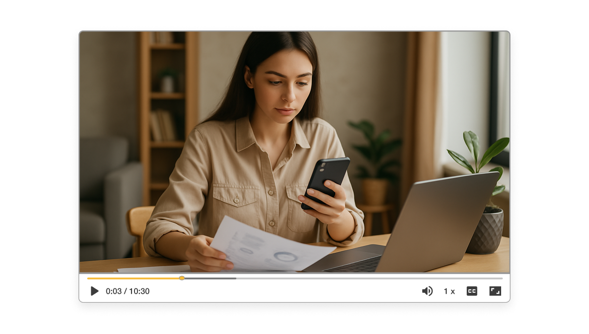 Turn PDF into Reels using AI – person converting PDF into video on laptop